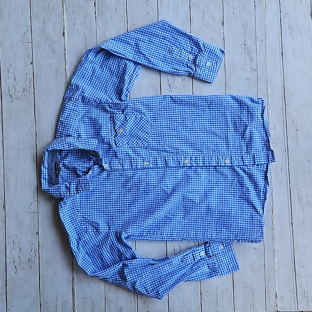 Blue and White Plaid Button Up‎ Size 11/12